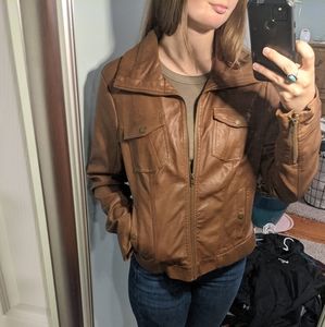 Zip up faux leather jacket